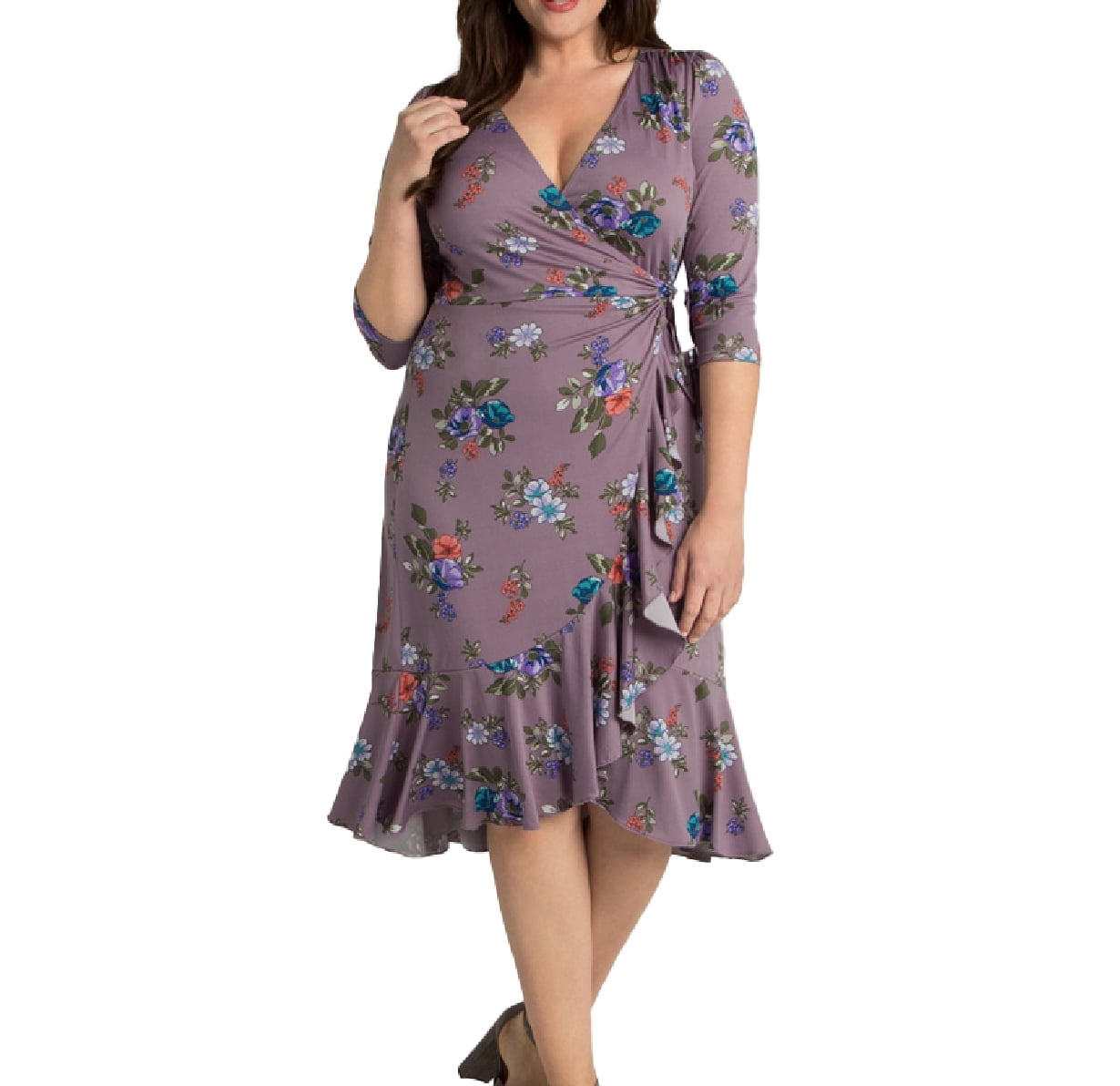 Kiyonna - Kiyonna | Flirty Flounce Wrap Dress | Purple | Size 2X Plus -  Walmart.com - Walmart.com